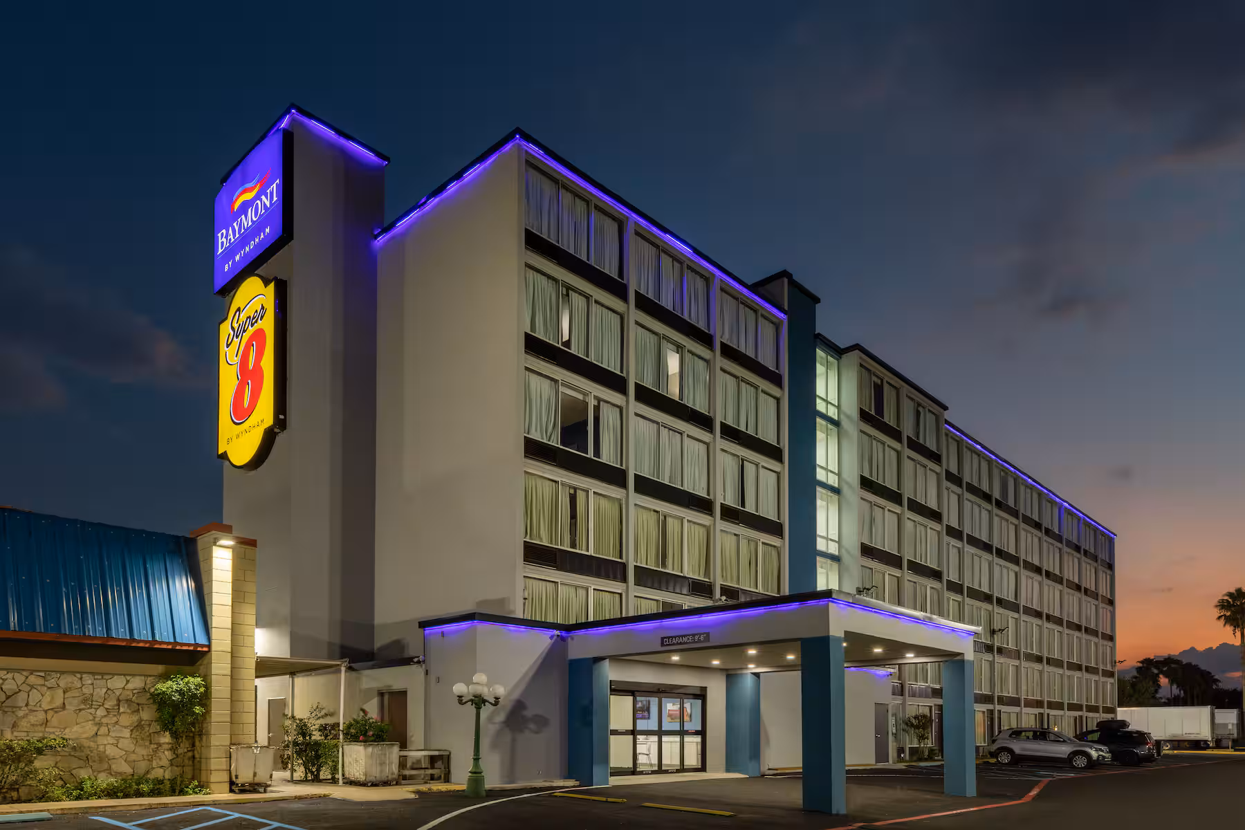 Baymont by Wyndham Laredo exterior illuminated at night near I-35